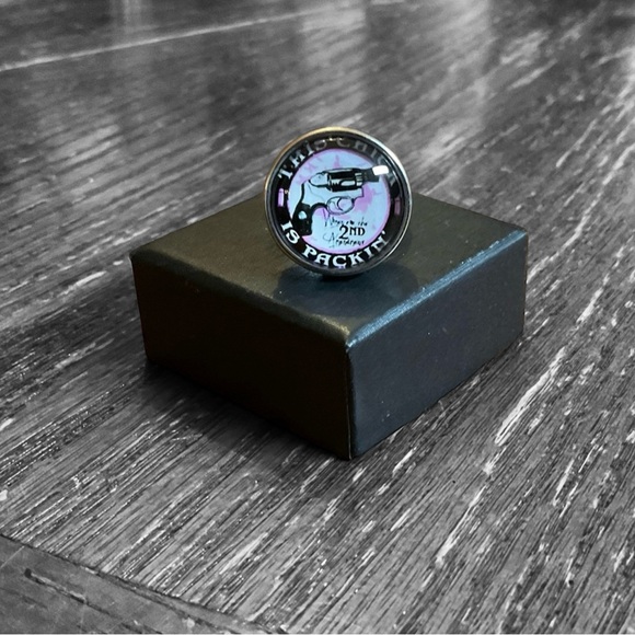 🇺🇸”This Chick Is Packin’” 2nd Amendment Adjustable Silver Ring! - Picture 7 of 9